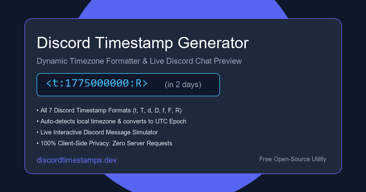 Discord Timestamp Generator & Markdown Toolset Hero Section